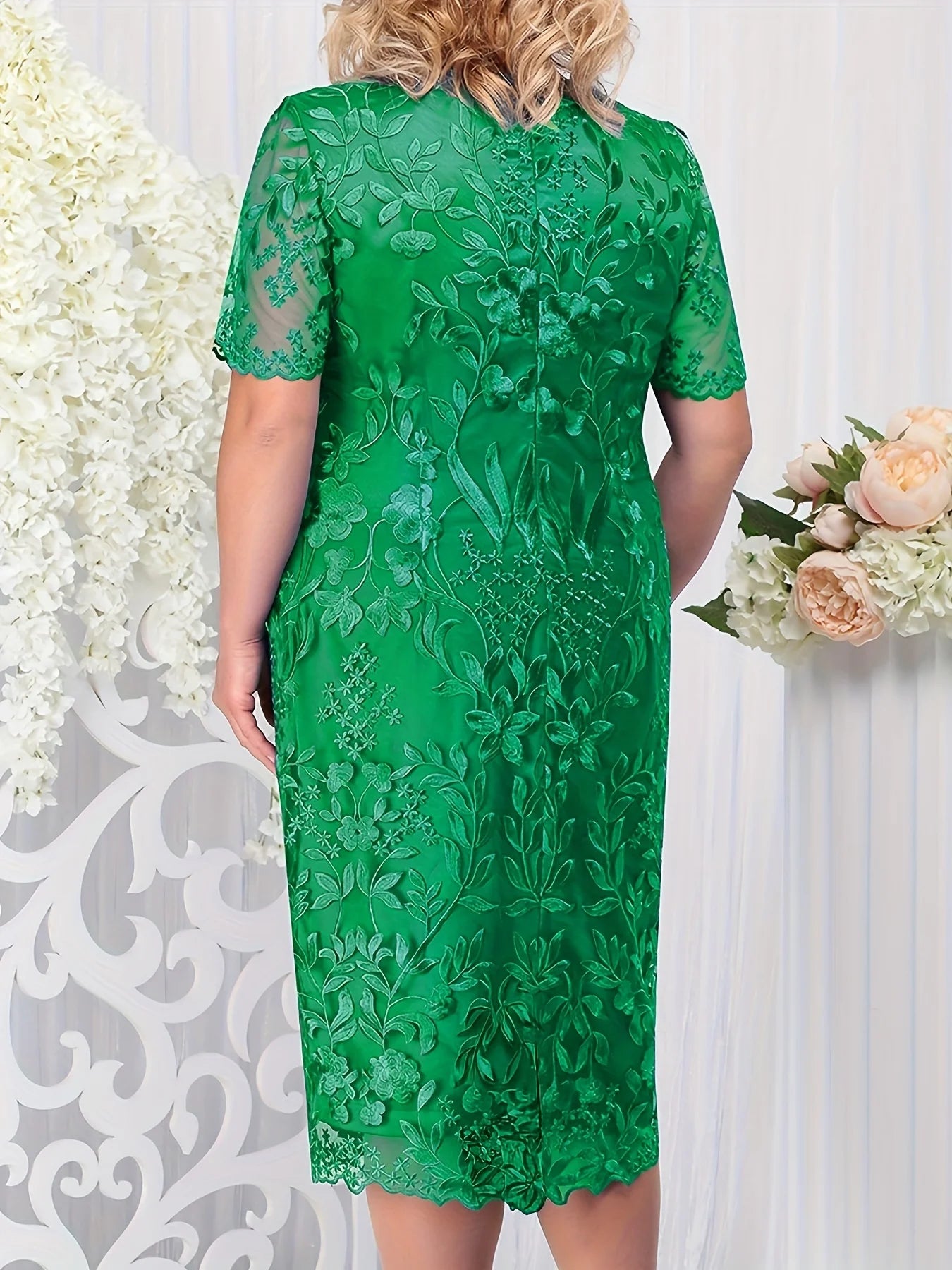 Plus size Women's Dress New Large Size Women's Dress Spliced Embroidered Lace Slimming Slim Fit Cocktail Dress7134259#