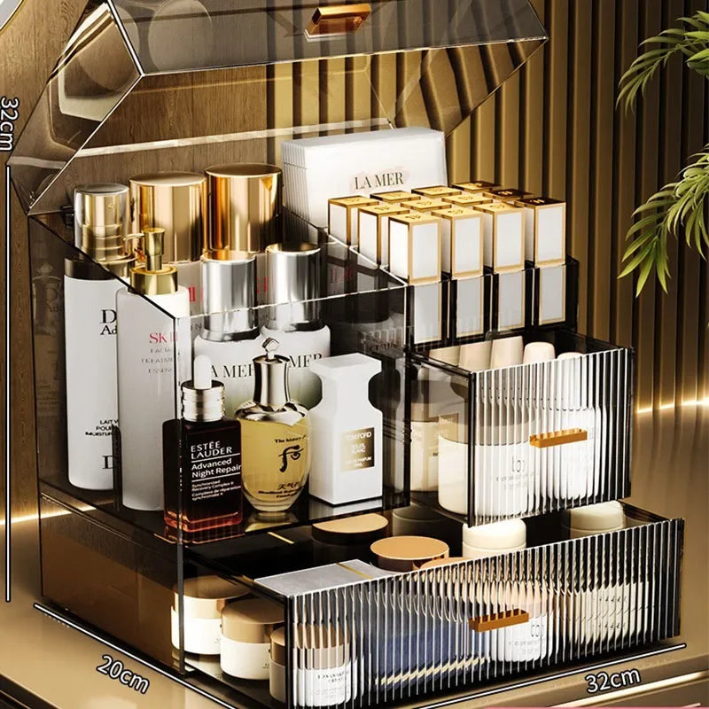 30x17.5x36cm Large Drawer Organizer Makeup Clear Acrylic Box With Perfume Cosmetic Display Capacity Lid Cosmet Storage Box