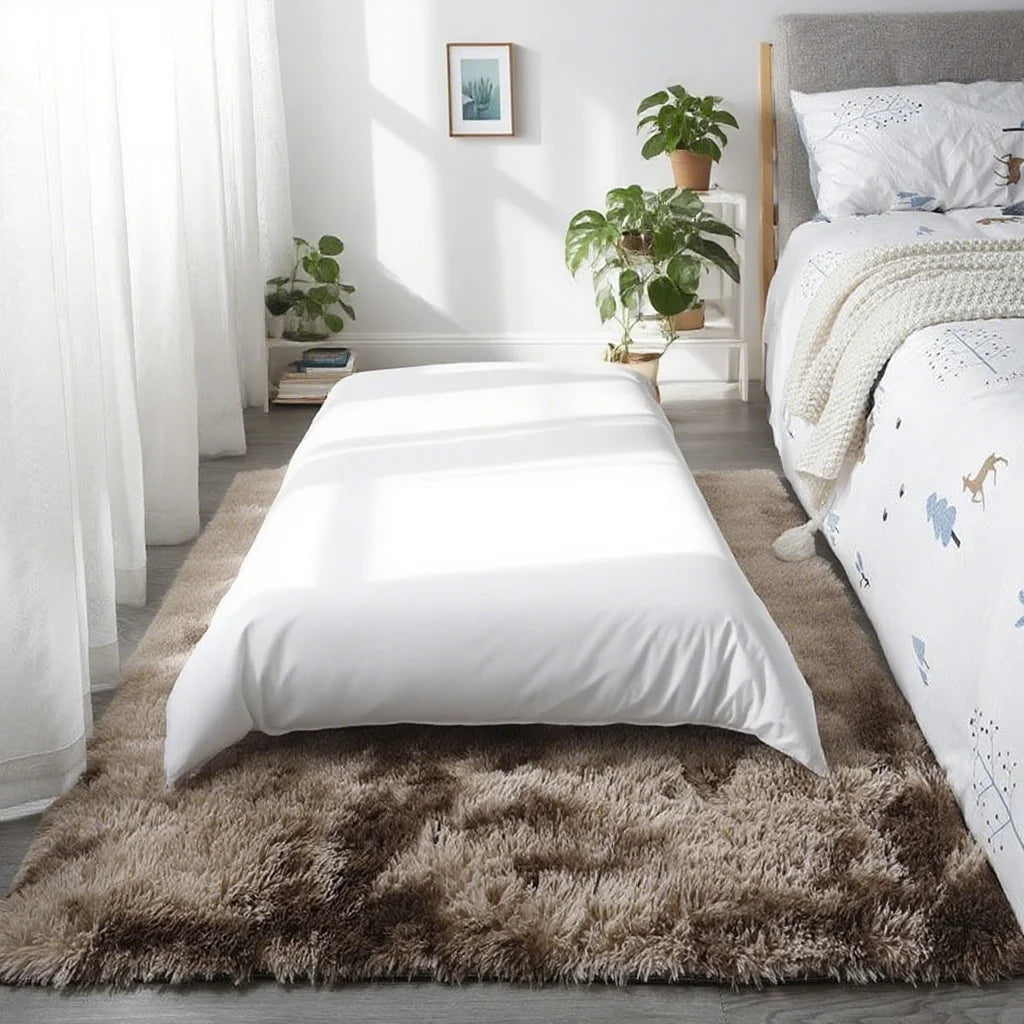 Shaggy Area Gray Rug For Living Room Super Soft Long Pile Bedroom Carpet Non-Slip Children's Home Decor Fluffy Bedside Floor Mat