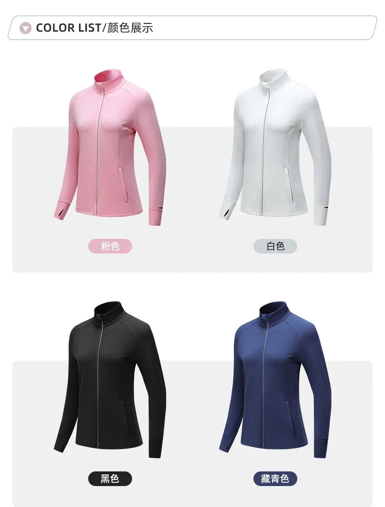 Men's Women's Marathon Running Training Jackets Thumb Holes Watch hole Stand collar Fitness Winter Jogging Training Zipper Coat