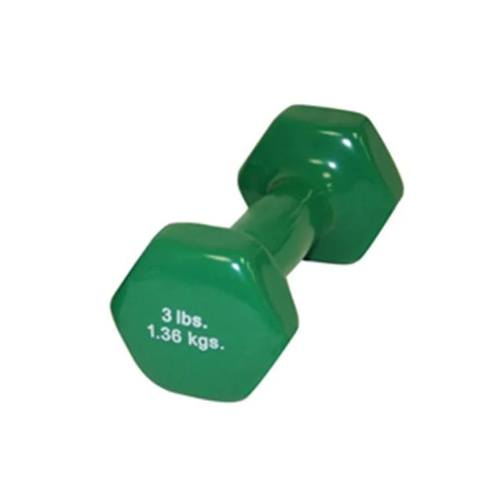 Vinyl-Coated Color-Coded 3 lb Dumbbell Anti-Roll Weight Strength Training Physical Therapy Toning Exercises Individual Pair Set