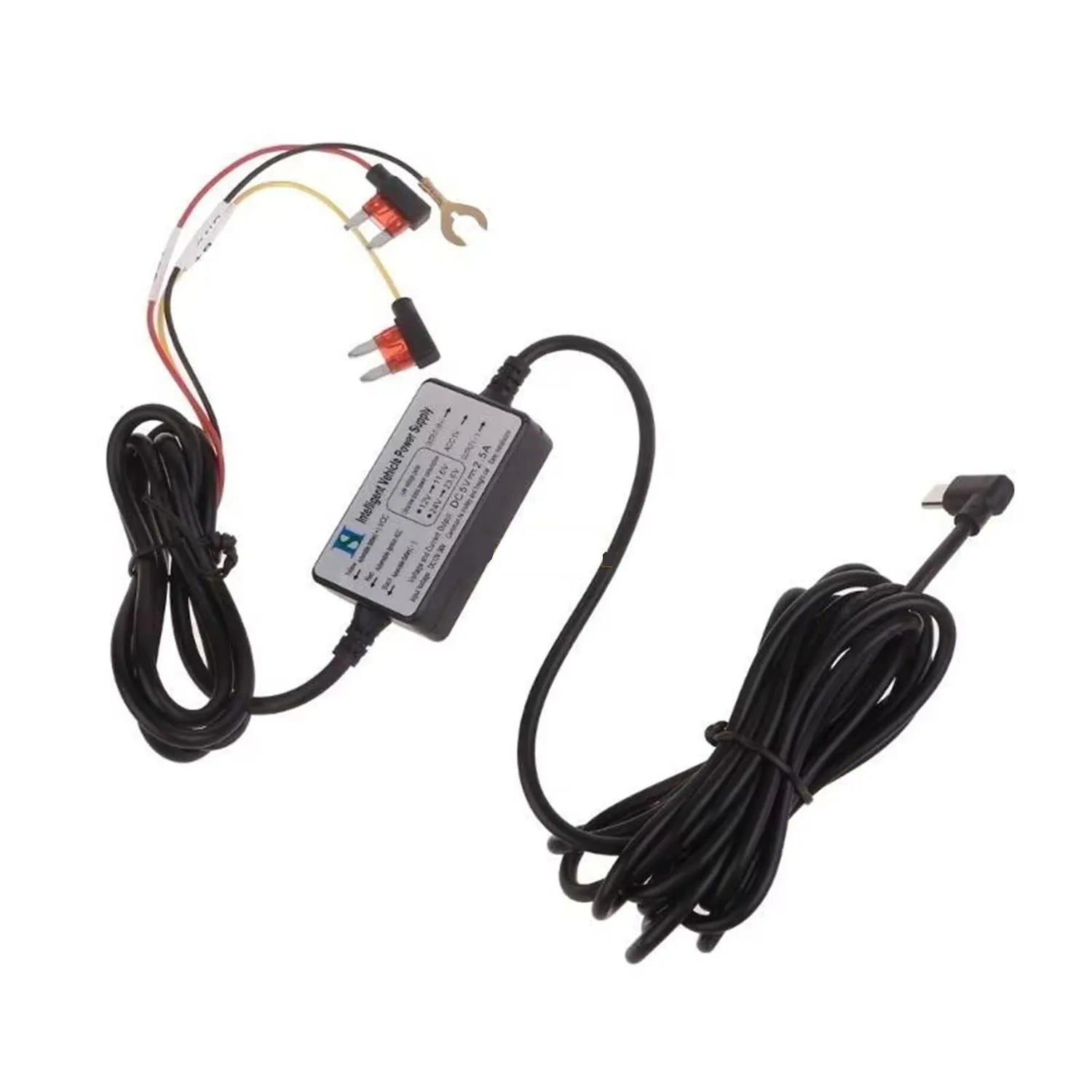 Dash Cam Hardwire Kit (12V-24V to 5V), Type C Hardwire Kit for Dash Camera with Acc Functionality, Add a Circuit Fuses, 24h Park