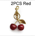 Crystal cherry pendants, suitable for coach bags, women's handbags, shoulder bags, and keychain accessories
