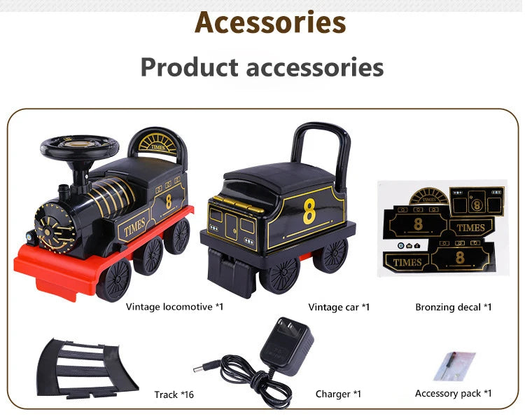 Child Electric Train Kids Riding Toy Ailway Classical  Model Can Carry Train Rail Car Children's Baby Walker Stroller Toys Gifts