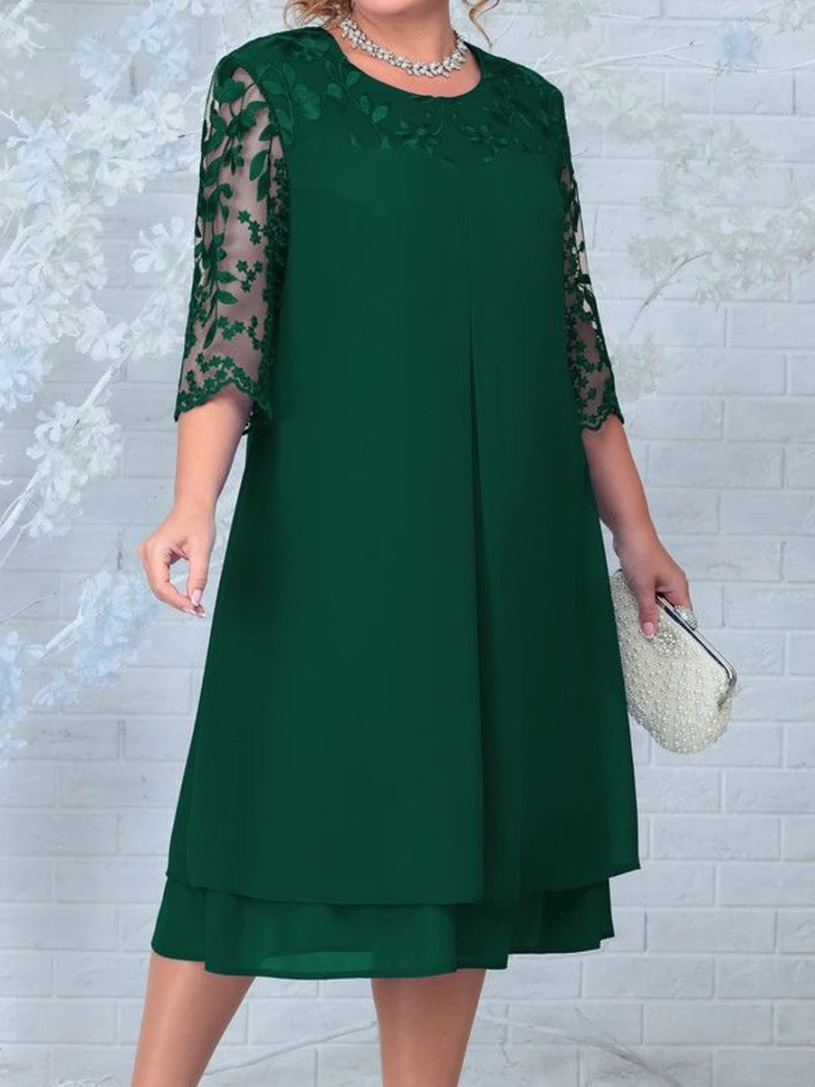 Plus Size Summer Dress Woman 2025 New Fashion Embroidery Patchwork Elegant Wedding Party Curvy Dresses
