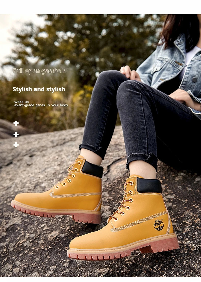Boots Men High Top Boots Men's Leather Shoes Winter Fashion Shoes Outdoor Sneakers Lace Up Non-Slip Ankle Boots Male