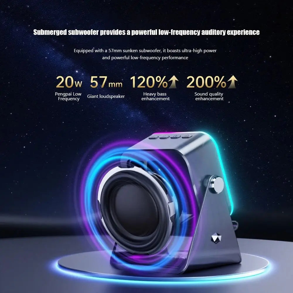 Auto-induction Wireless Induction Speaker Dual Mode RGB Ambient Light Bluetooth Speaker Enhance Sound Quality 360° Rotation
