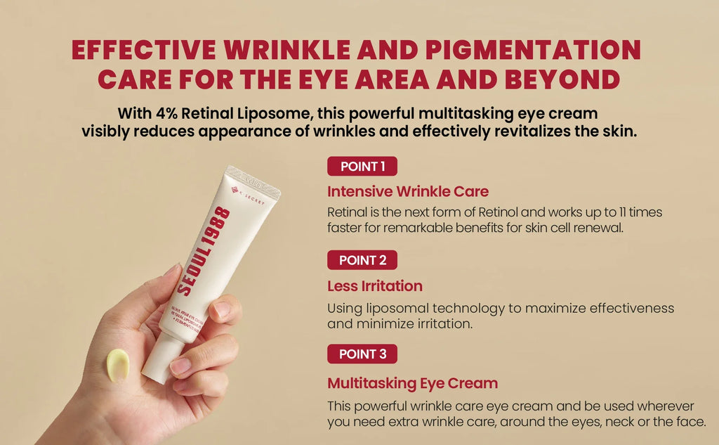 KSECRET SEOUL 1988 Retinal Liposome 4% Eye Cream with Fermented Bean, 30ml – Anti-Aging & Brightening
