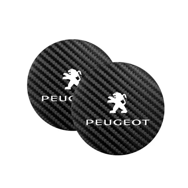 2Pcs Car Coasters Leather Water Cup Mat Auto Accessories For Peugeot 408 4008 308 3008 Rifter 5008 508 2008 208 301 RCZ 407 108