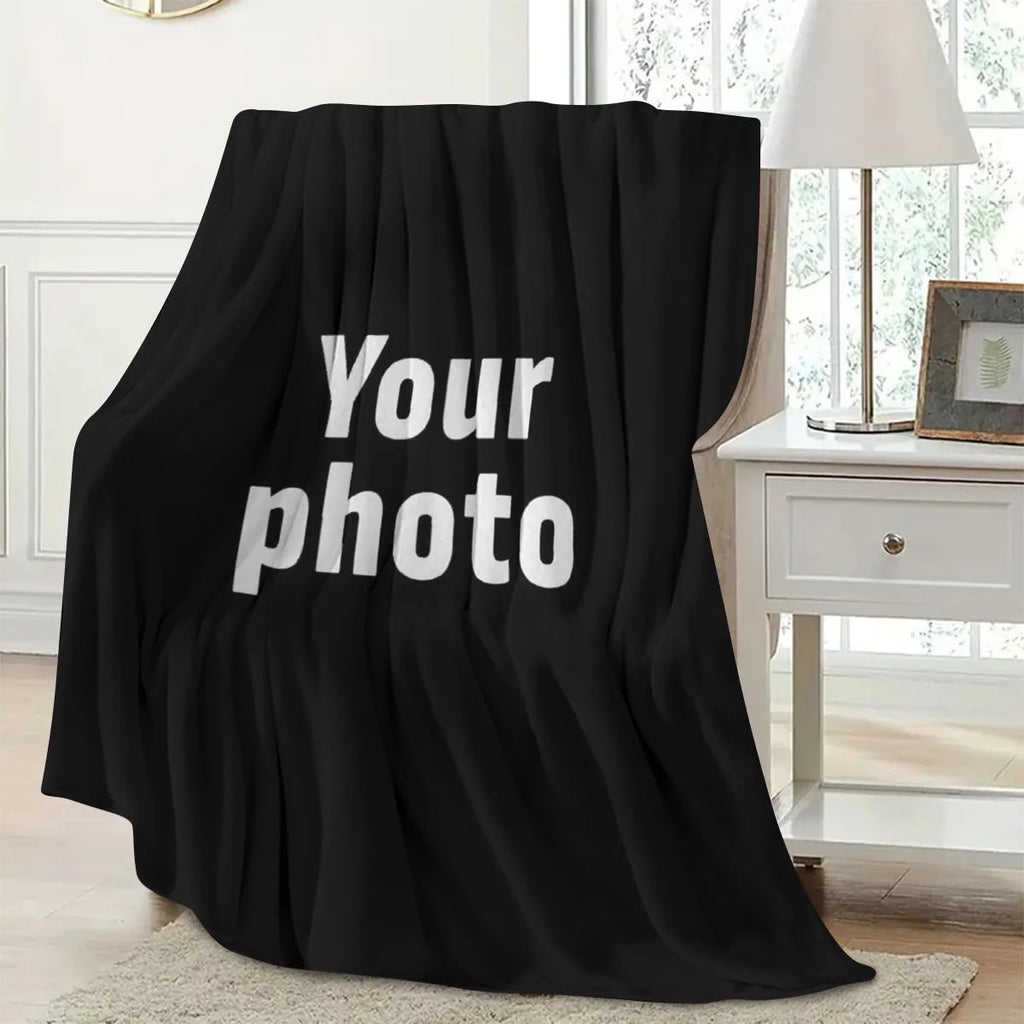 Customized Winter Personalized Thick Flannel Blanket with Warm Photo Print Soft Warm Cozy Multi-Purpose for Sofa Bed Office Nap