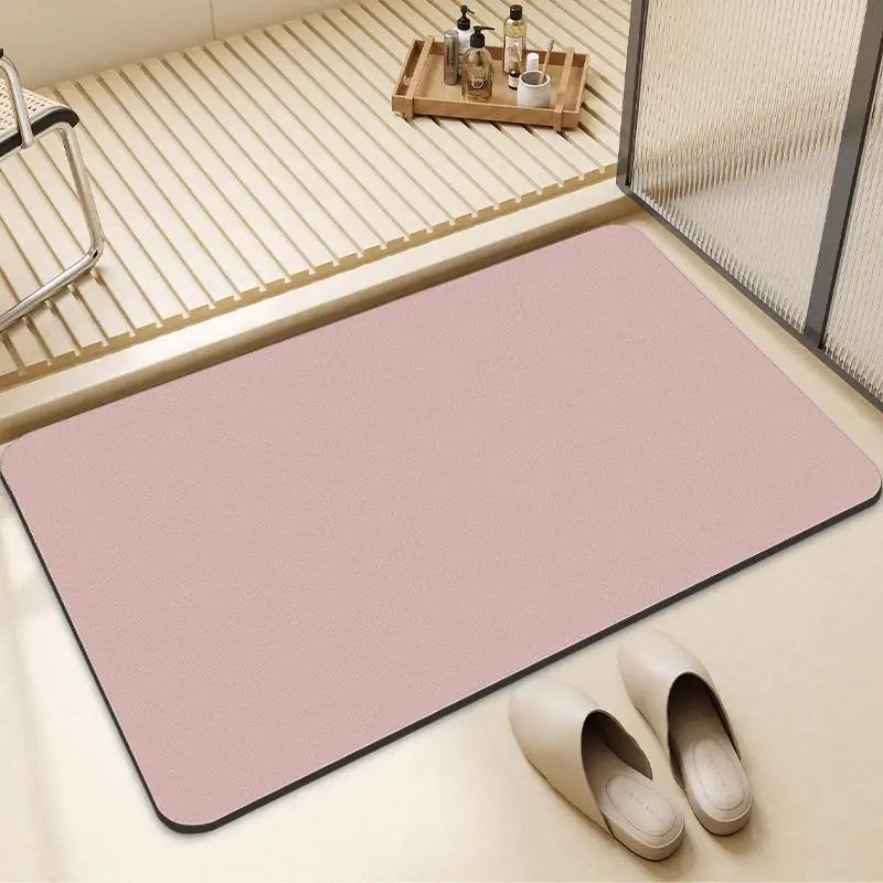 Green Diatomite Bath Mat Non-Slip Quick Dry Super Absorbent Shower Mat Washable Bathroom Mat