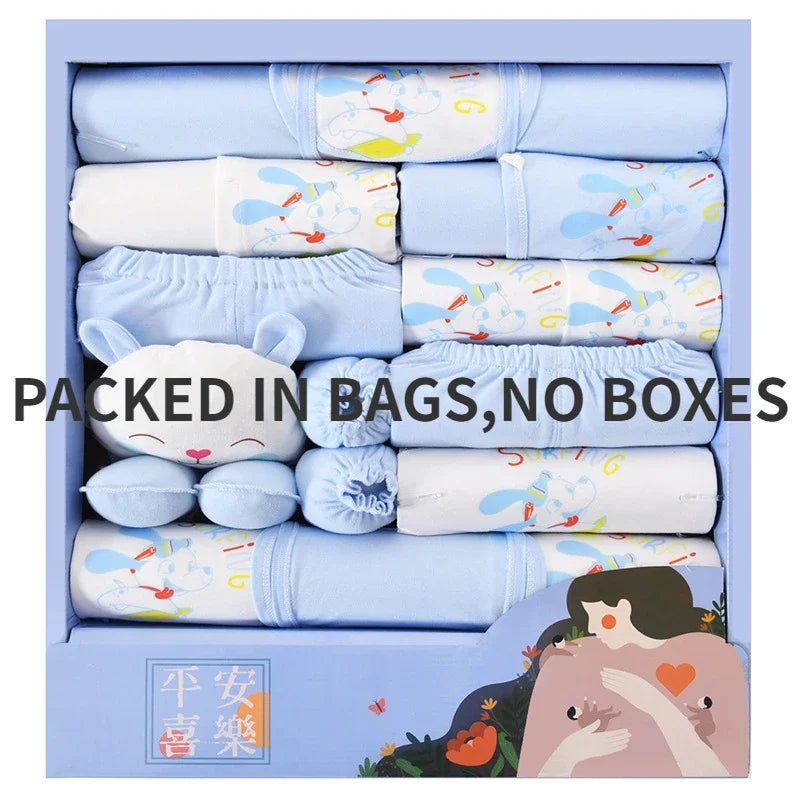 Newborn 18pcs/Set Clothes Soft Cotton Cartoon Clothing Set Spring Autumn Baby Boys Girls New Born Hat Bib Suits 0-6Months Babies