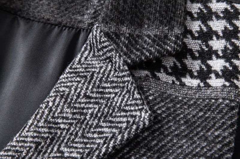 Men's Fashionable Retro Patchwork Collarless Plaid Vest Autumn Winter European Size Slim Fit Single Button Casual Youth Trend