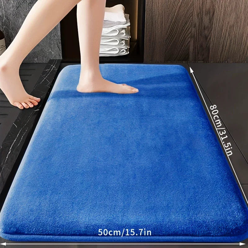 Super Absorbent Bathroom Anti Slip Mat Coral Fleece Solid Floor Mat Bathroom Absorbent Foot Mat Household Washbasin Door Mat