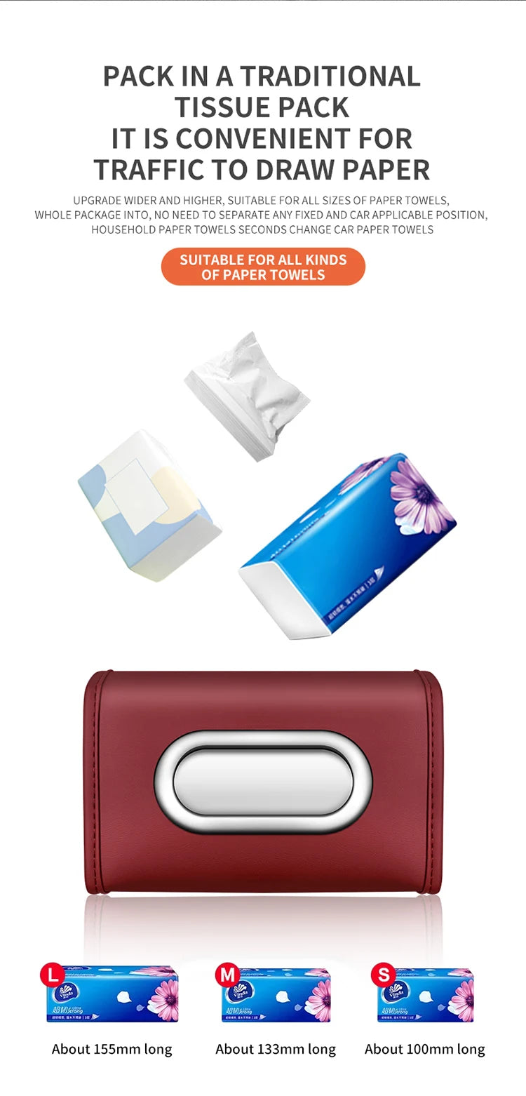 Toyota car tissue box holder flip-top design hanging car seat back tissue box PU leather high quality