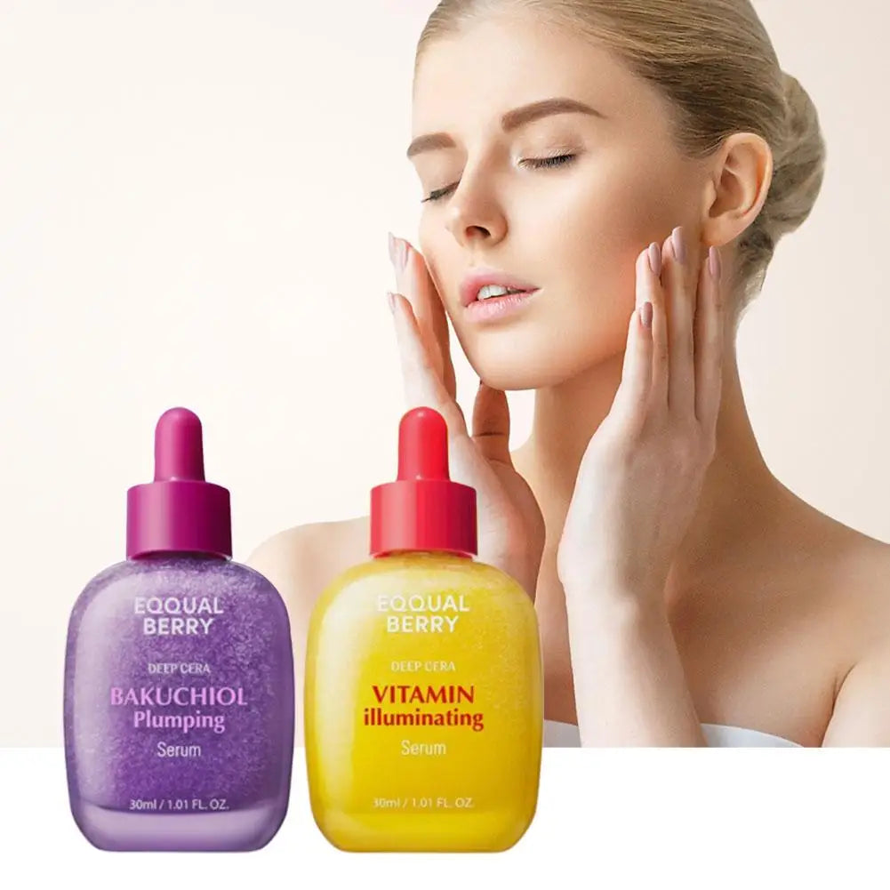 30ML EQQUALBERRY BAKUCHIOL Plumping Serum 5,000 PPM Retinol Alternative Vitamin C Serum Whitening Smoothing Facial Skin Care