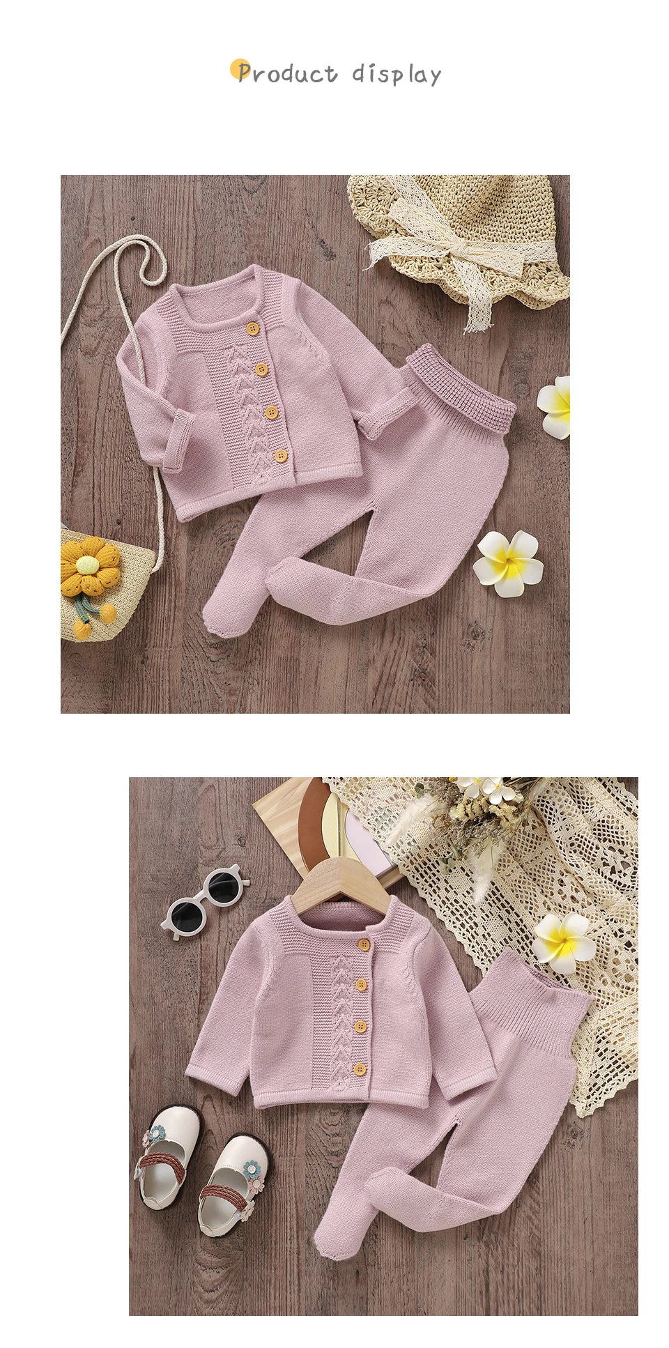 Toddler Kids Girls Clothes Autumn Winter Solid Long Sleeve Knitted Infant Knitwear Coats+Trousers Children 2pcs Outfits Sweaters