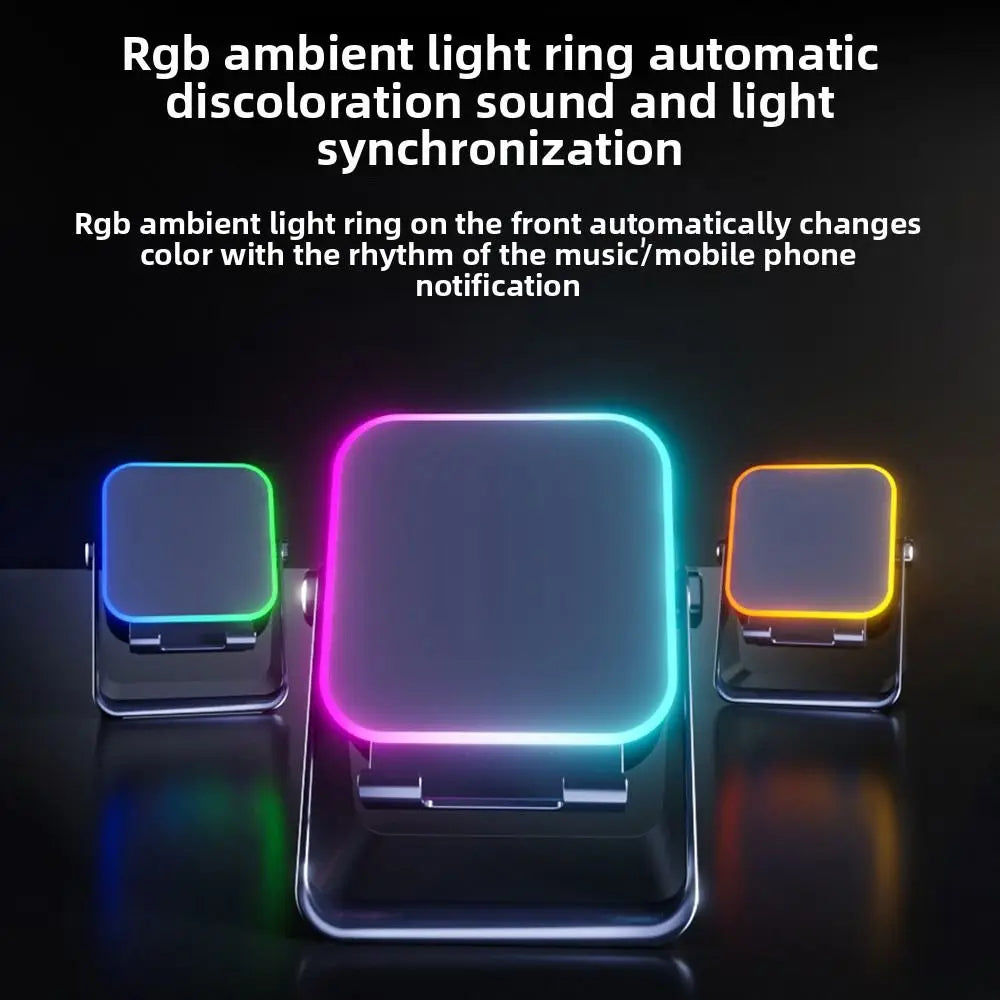 Auto-induction Wireless Induction Speaker Dual Mode RGB Ambient Light Bluetooth Speaker Enhance Sound Quality 360° Rotation