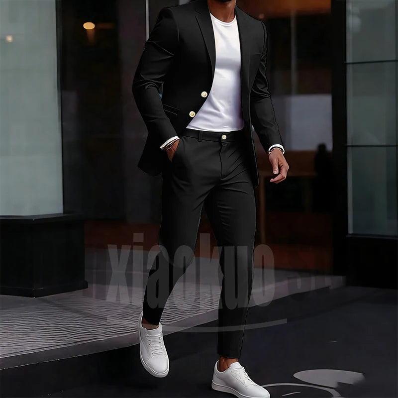 Men's Light Green Suit Set Single Breasted Casual Stylish Wear for Daily Party Fashion Solid Color Formal Male Suit 2 Piece