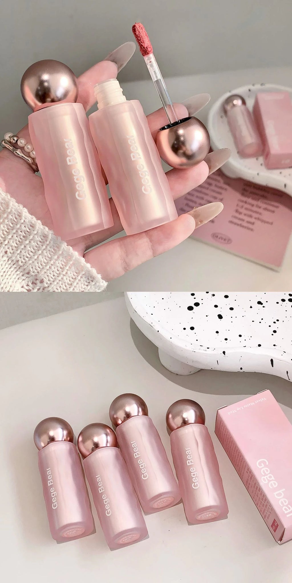 Gege Bear Velvet Matte Lip Mud, Soft, High Pigment for Long-lasting Wear, and Brightening Velvet Matte Finish Lip Color