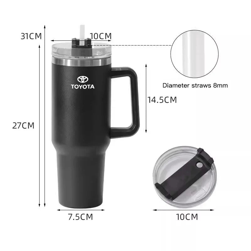 1200ML High Quality Insulated Tumbler with Handle Straw Cup Coffee For Toyota Gazoo Racing TRD CROWN Corolla Yaris Chr