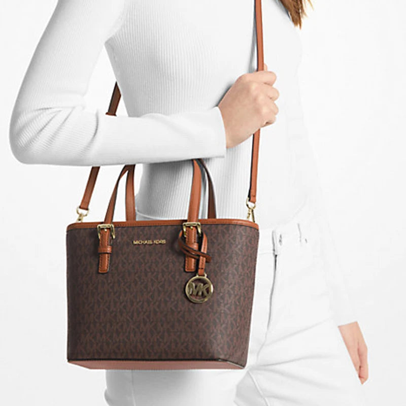 Michael Kors Ole Jet Set Travel Ultra Small Pvc Print With Leather Women'S Hand-Held Crossbody Tote Bag