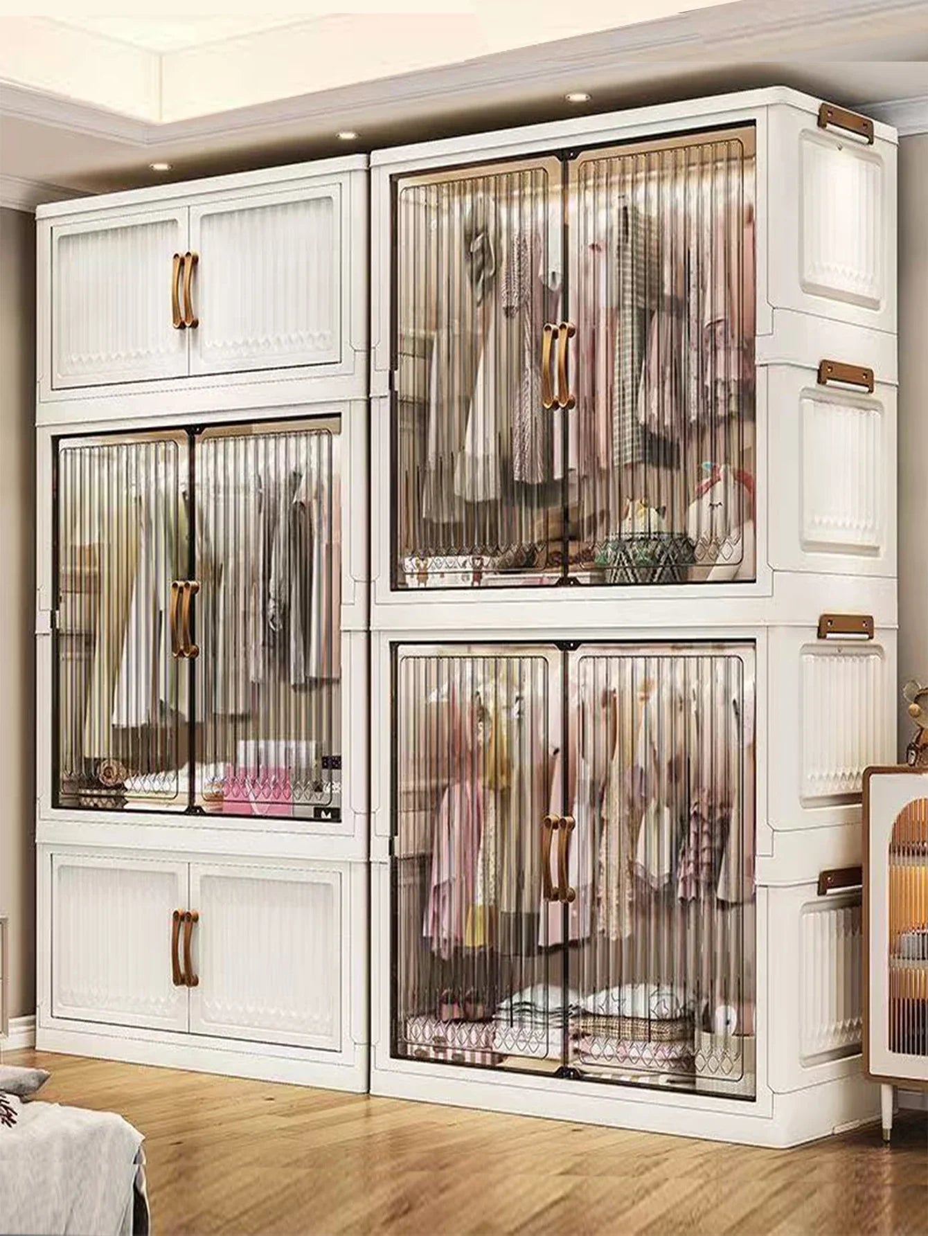 70/80cm Length Multifunction Folding Locker Large Capacity Dustproof Wardrobe Sundries Cabinet Closet Organizer