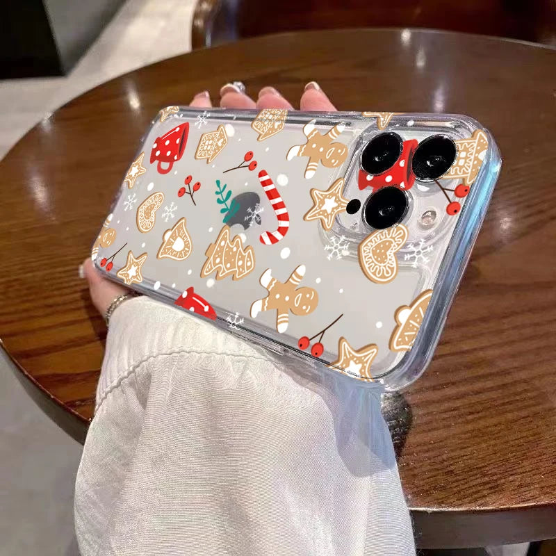 Christmas Tree Snowflake Gingerbread Man Clear Phone Case For iPhone 17 16 15 14 Pro Max 13 12 11 XS X XR 7 8 Plus 16E Air Cover