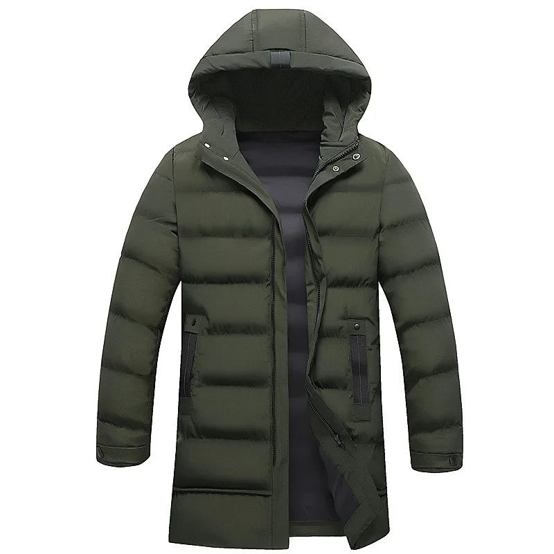 Mens Winter Coat Thickened Cotton Jacket Hooded Long Parkas Warm Windproof Outdoor Casual Jackets for Men Fashion 2025