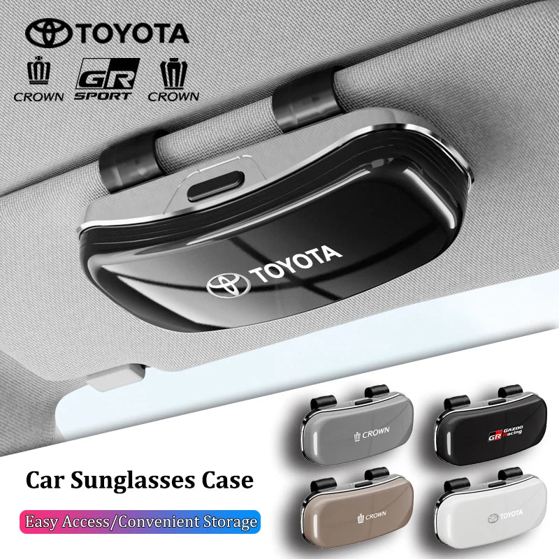 Car Sun Visor Glasses Case Sunglasses Storage Gift Box Accessories For Toyota Crown GR Corolla Camry Prado Aygo Cruiser CHR Rav4