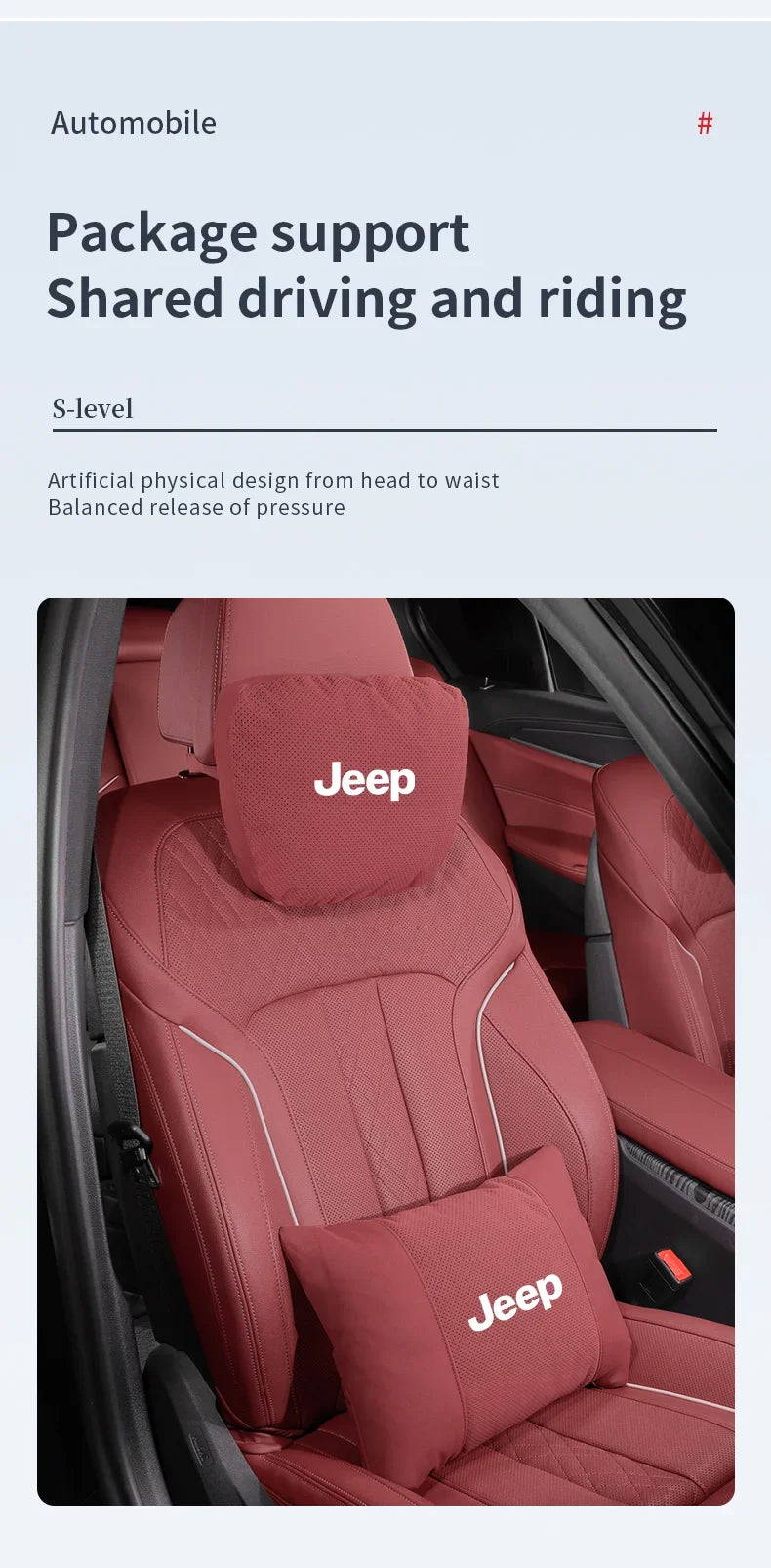 Car Suede Ventilate Headrest Seat Waist Cushion Pillow Jeep Wrangler Grand Cherokee Renegade Compass Gladiator Patriot Commander