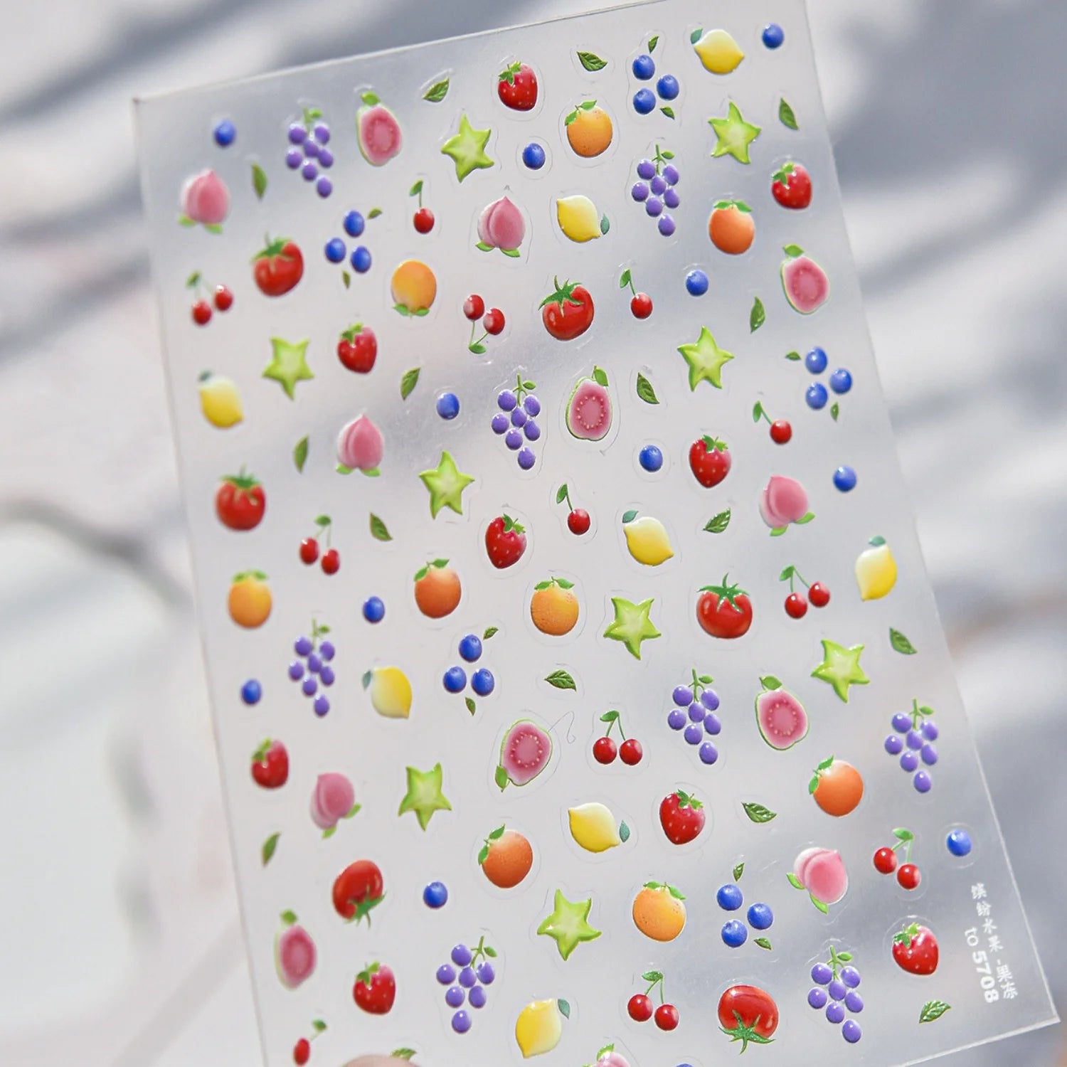 Spring Strawberry Vine 5D Nail Art Stickers Garden Fresh Red Strawberry Green Leaves Flower Cherry Branch Bow Nail Decals DIY