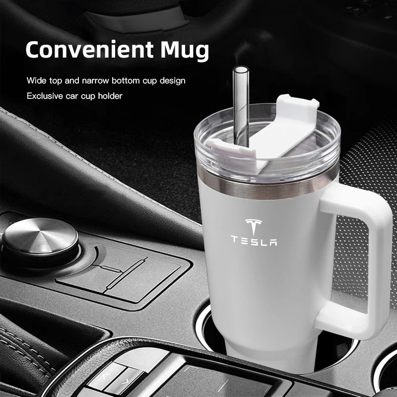 1200ML Car Mug Slot Vacuum Cup 304 Stainless Steel Thermos For Tesla Model-Y Model-3 Model-X Model-S Cybertruck Roadster SpaceX