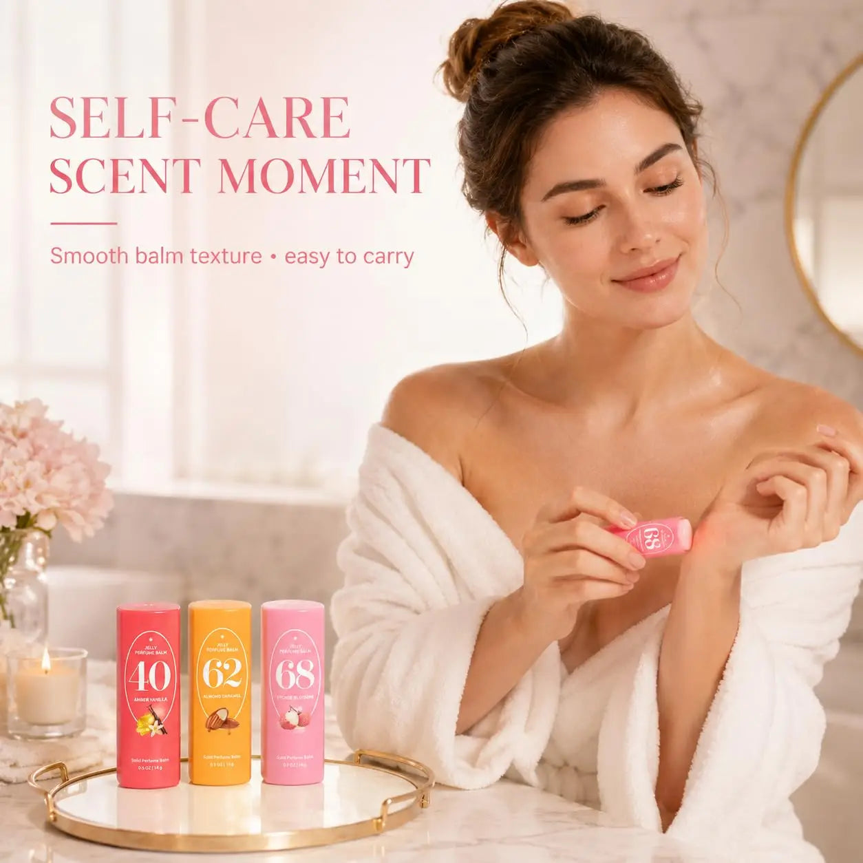 Jelly Solid Perfume Balm Set – 3 Scents Long Lasting Fresh Light Scent Portable Travel Size Deodorant Balm for Men & Women