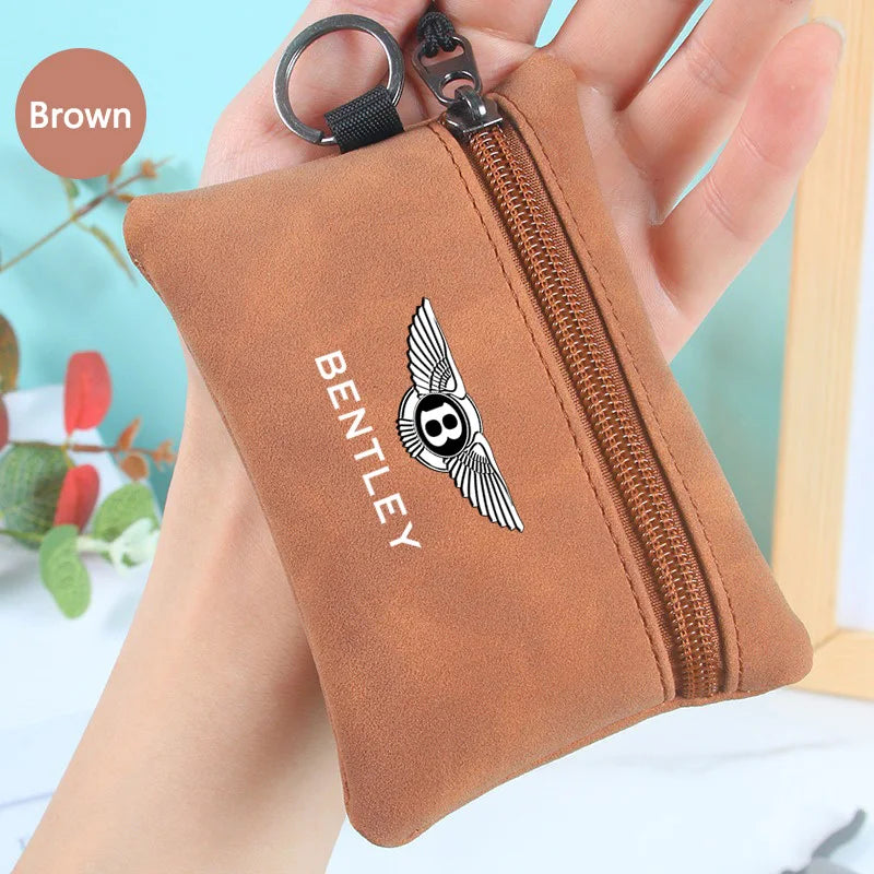 Portable Suede Car Key Bag Zipper Wallets Card Coins Pouchs For Bentley Flying Spur Continental GT Bentayga Mulsanne Accessories