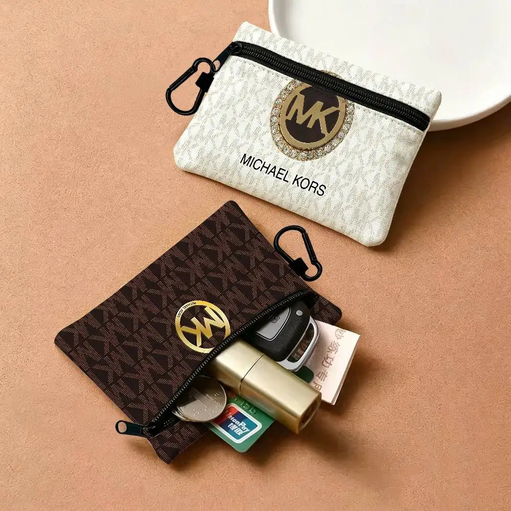 Fashion Luxury Brand M-Michael K-Kors Logo Lightweight Oxford Fabric Coin Purse Carabiner Hook Design Card Key Organizer Bag
