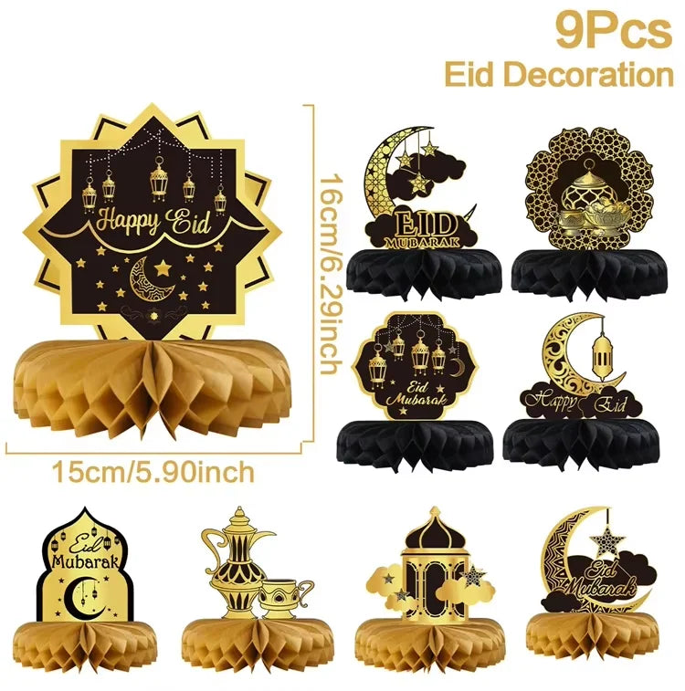 Eid Mubarak Honeycomb Desktop Decor Ramadan Decor 2025 Paper Eid Ornaments Ramadan Kareem Islamic Muslim Party Eid Al Adha Gifts
