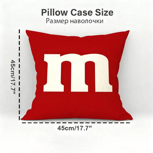 cartoon M-M&M's Cushion Cover Reversible Soft Durable Pillow Cover Home & Car Multi-Scene Use for Daily Comfort