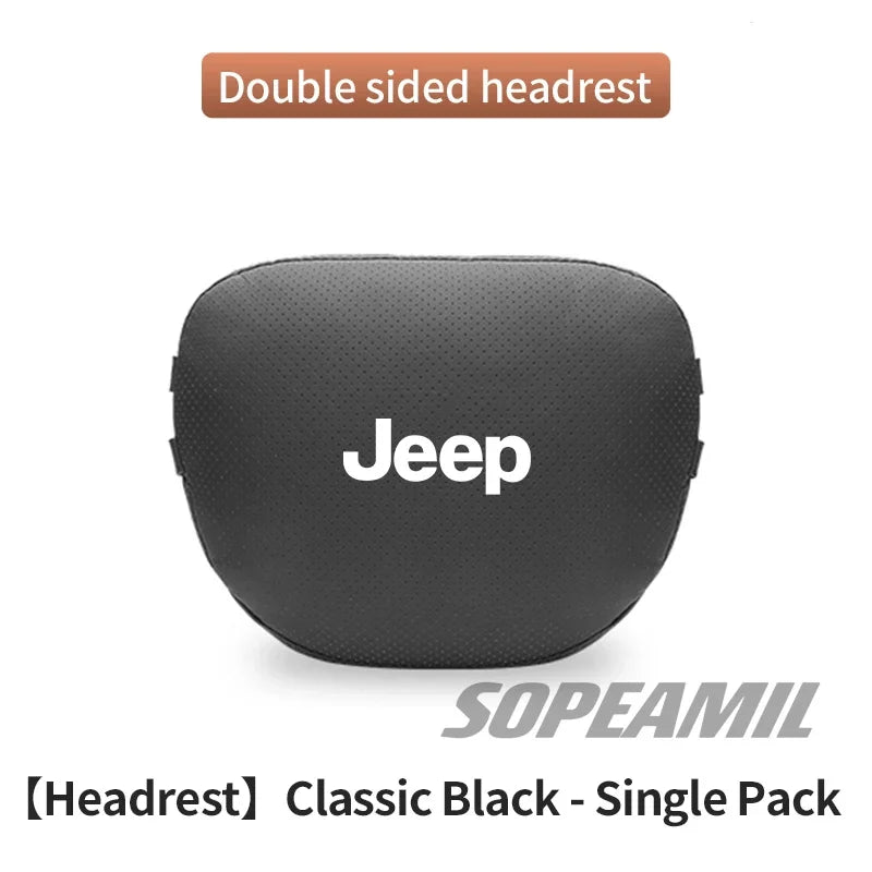 Car Suede Leather Headrest Seat Waist Cushion Pillow Jeep Patriot Commander Renegade Compass Grand Cherokee Wrangler Gladiator