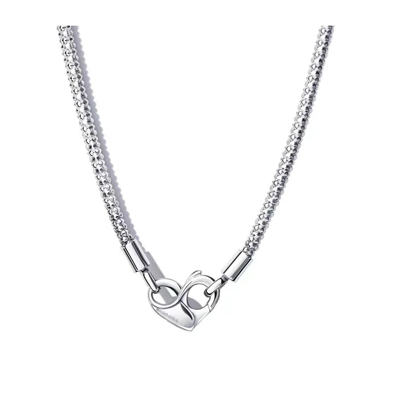 Exquisite 100% 925 sterling silver eternal heart-shaped circular pendant necklace for women DIY jewelry Valentine's Day gift