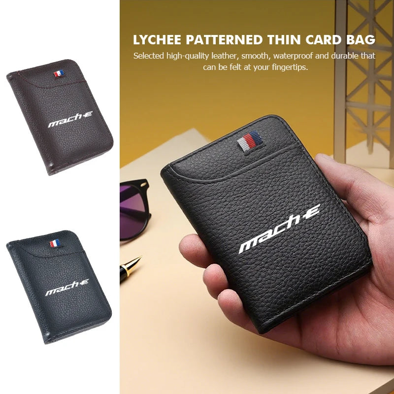 For Mustang PU Leather Man Women Travel Passport Holder Credit Card Holder Case Wallet Shelby GT GT500 GT350 Convertible Mach-E