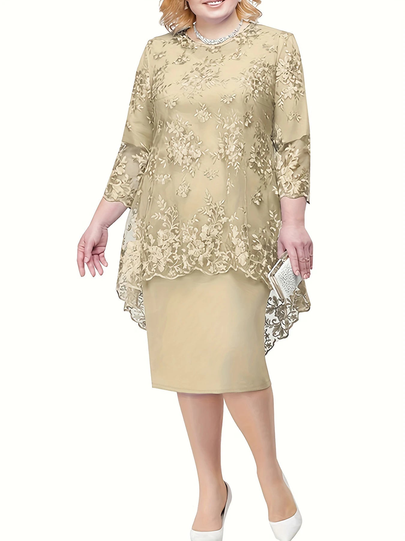 plus size Large Women's Dress New Two Piece Set Large Women's Dress Cocktail Dress 2019#