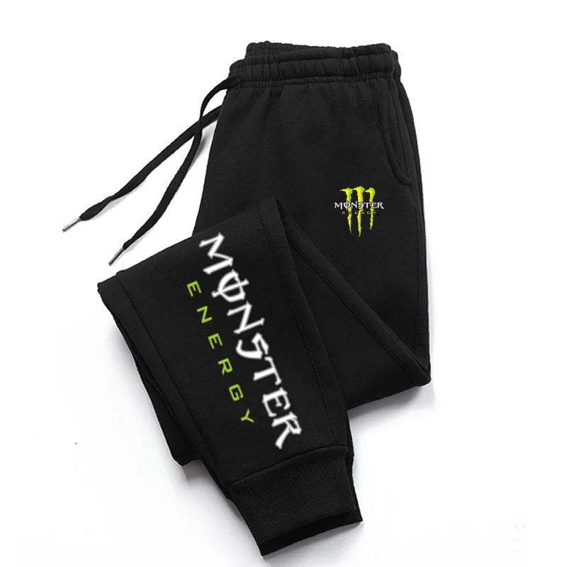 Monster Energy Letter Print Versatile Drawstring Casual Long Pants Men's Loose Straight Leg Jogger Pants