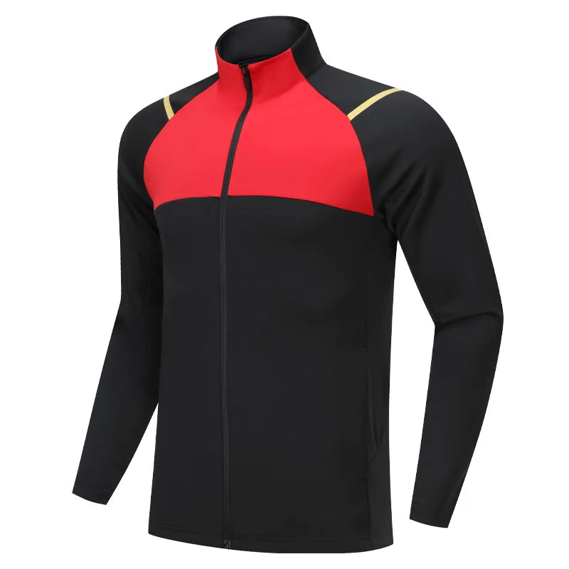 Men Sweatshirt Running Training Patchwork Zipper Pocket Outdoor Casual Fashion Coat Gym Jogging Breathable Quick Drying Jacket