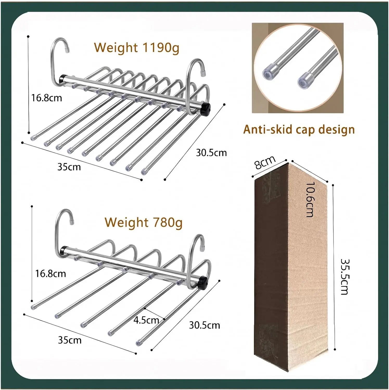 1/2pcs Folding Magic Pants Hangers,5/9Layer Stainless Steel Space Saving Clothes Rack,Jeans Trousers Scarf Organizers for Closet