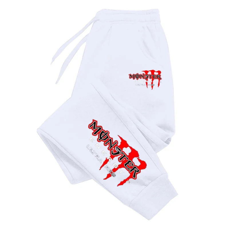 Monster Energy Letter Print Versatile Drawstring Casual Long Pants Men's Loose Straight Leg Jogger Pants