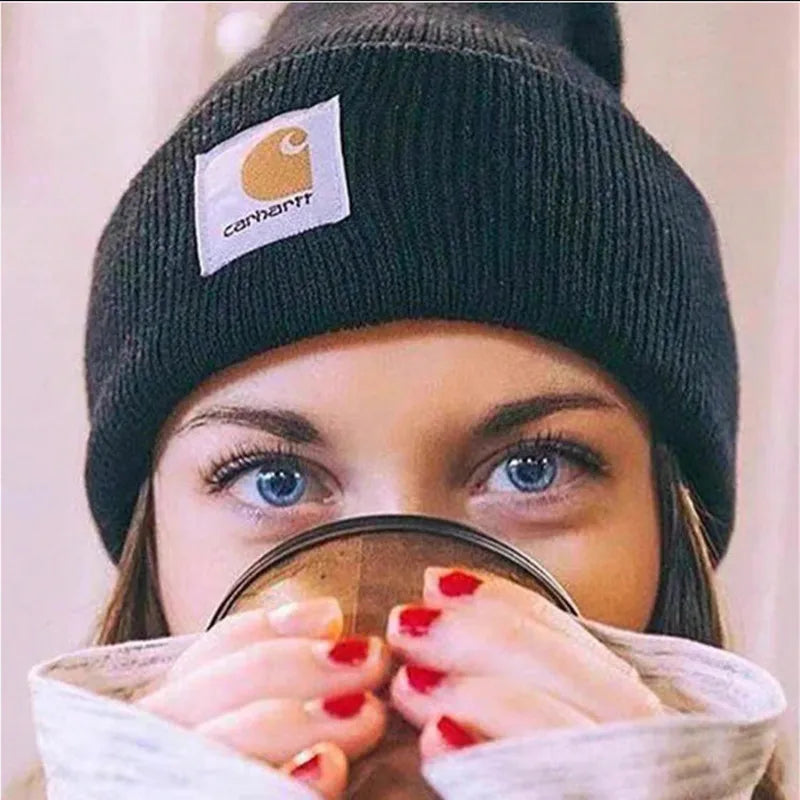 Unisex Knitting Wool Beanie Skullies For Men Women Color Elastic  Hat Fashion Label Outdoor Ear Warmer Pullover Cap