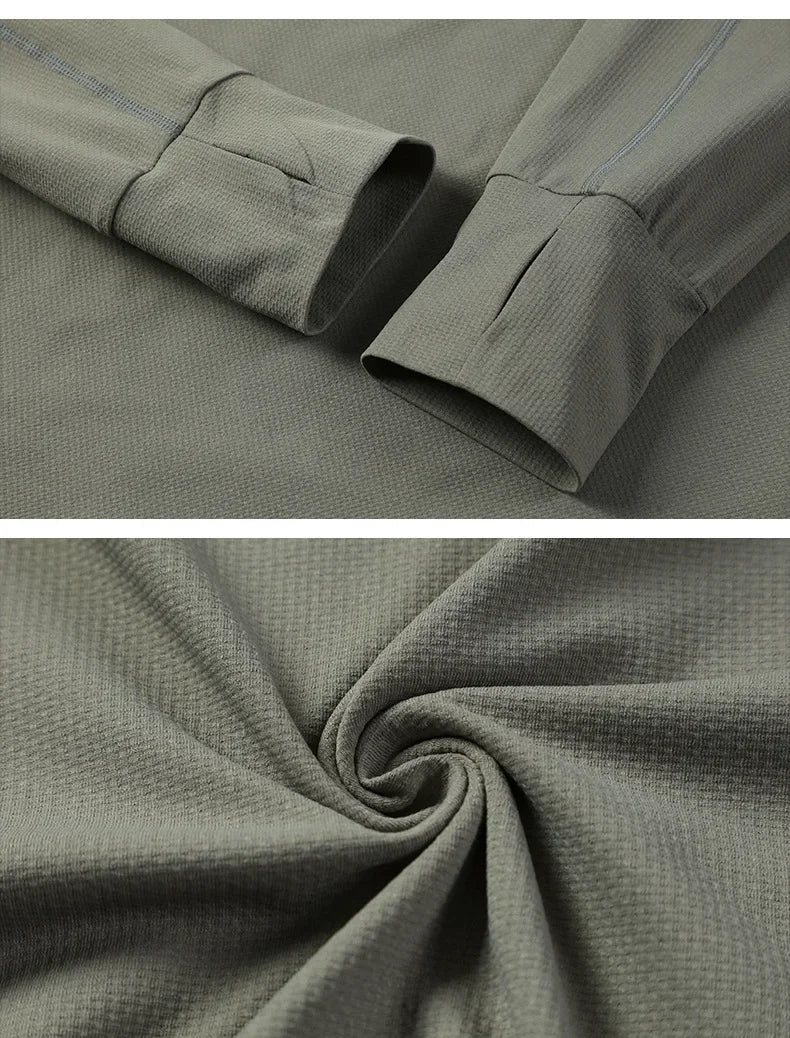 Quick Dry Long Sleeve T-Shirt Men's Thin Collar Breathable Outdoor Sports Base Shirt Striped Pattern Casual Comfortable Top