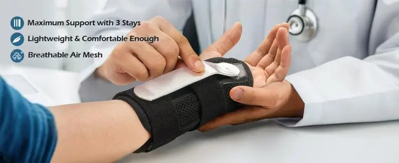 Wrist Stabilizer Brace for Carpal Tunnel Wrist Support Splint with 3 Stays Adjustable Wrist Protector Tendonitis Arthritis Pain
