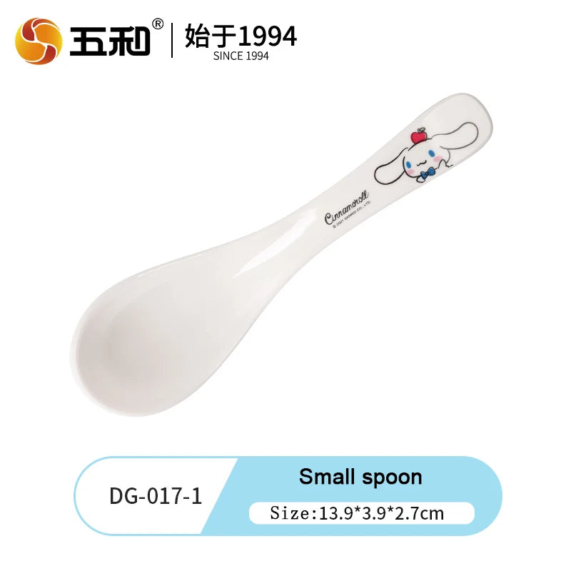 For Sanrio Cinnmoroll Children Tableware Cartoon Soup Spoons Anti-Fall Dining Plates Salad Bowls Water Cups Food-grade Tableware